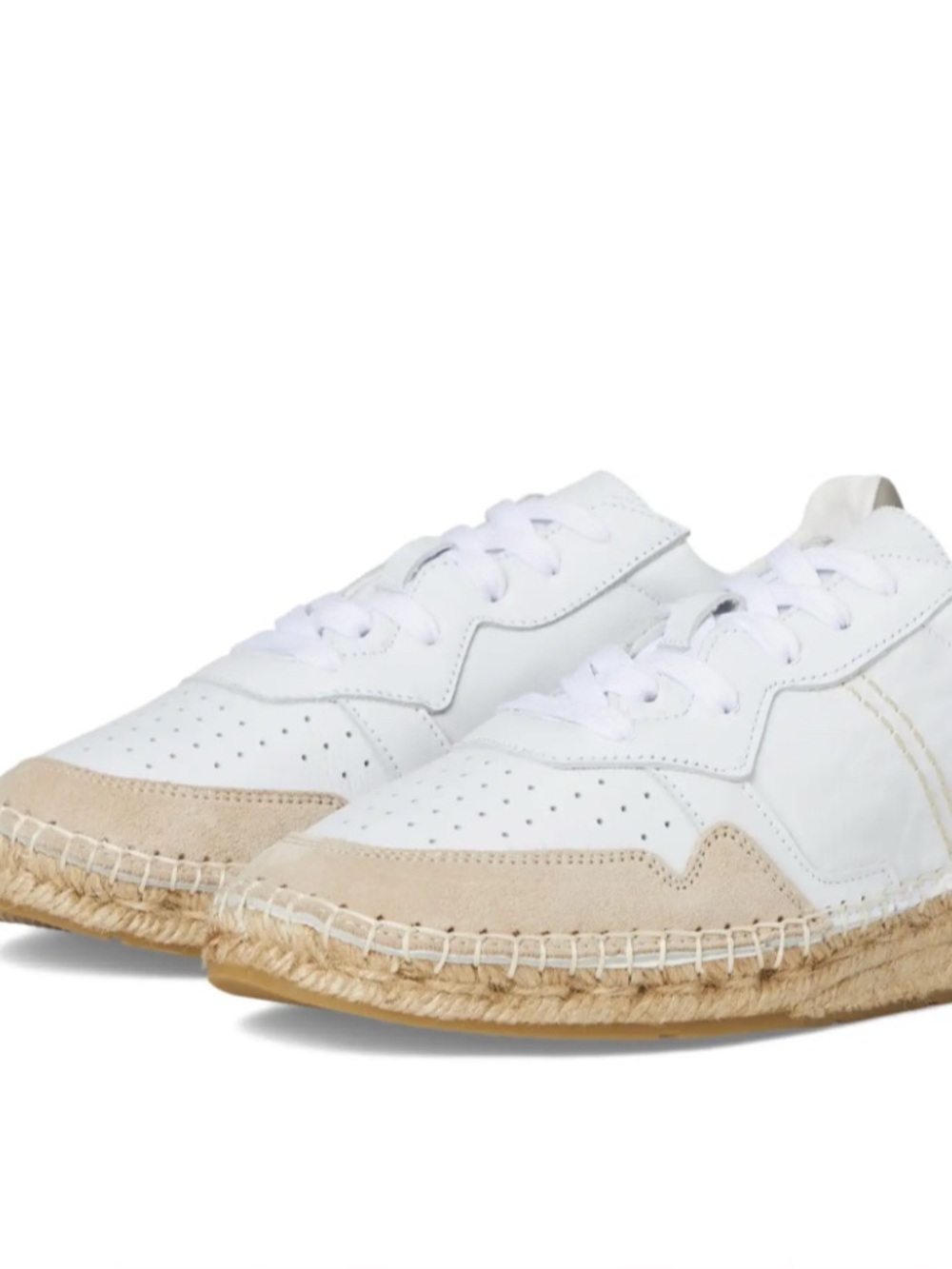 Free People SERENDIPITY White and Beige Espadrille-Trim Sneakers